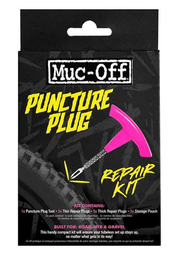 MUC-OFF B.A.M. Tubeless Repair Kit Contains tool, 5x thick plugs and 5x thin plugs