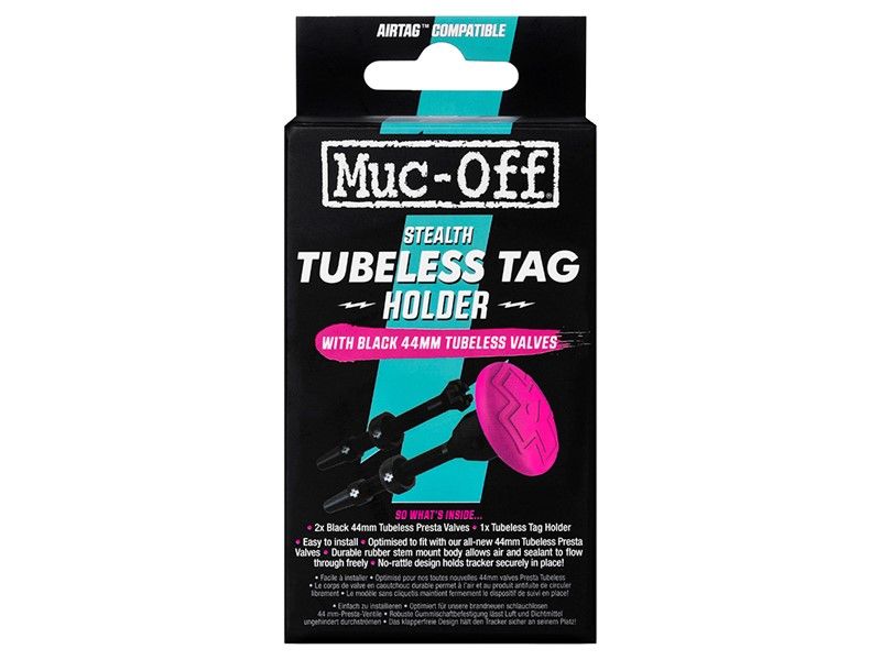 MUC-OFF Stealth Tubeless Tag Holder & 44mm Valve Kit