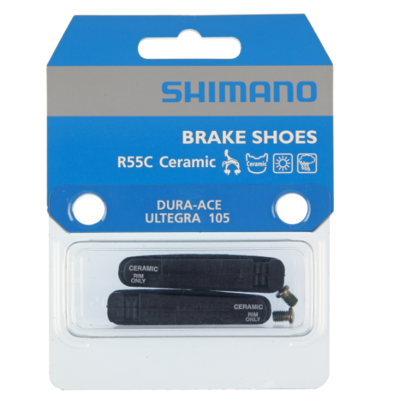 Shimano Dura-Ace R55C Jarrupalat ja kiinnitysruuvit - keraaminen vanne (pari)