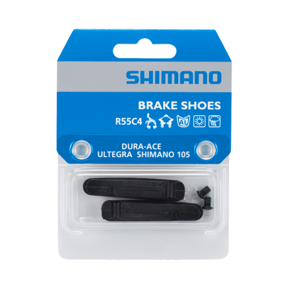 Shimano R55C4 Cartridge-tyyppiset jarrupalat ja kiinnitysruuvit (pari)
