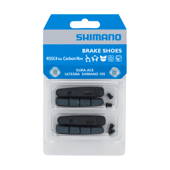 Shimano Dura-Ace R55C4 Jarrupalat ja kiinnitysruuvit - hiilikuituvanne (2 paria)
