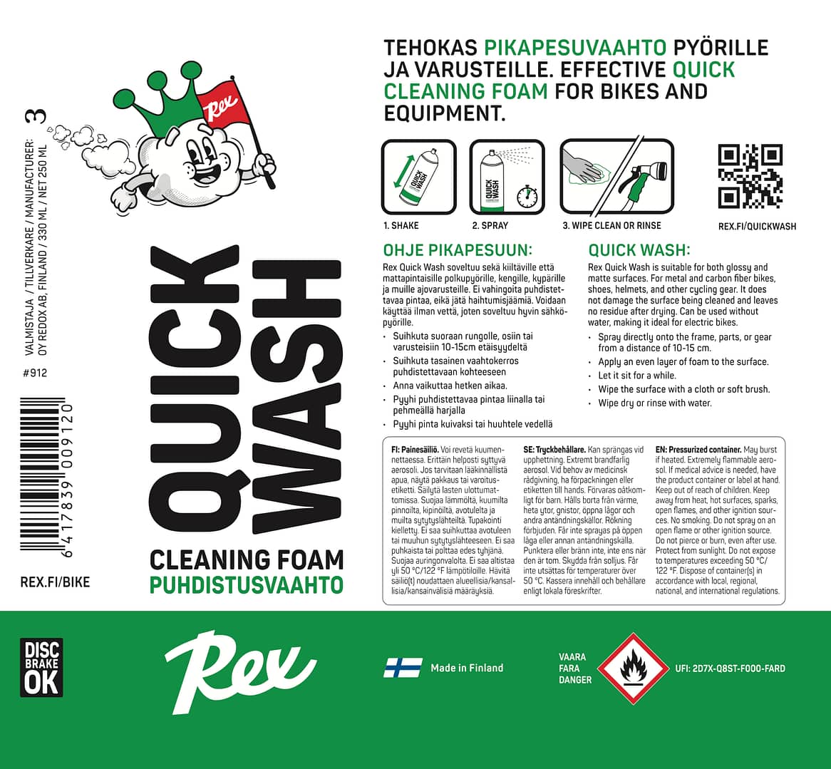 Rex Quick Wash -vaahtopesuaine